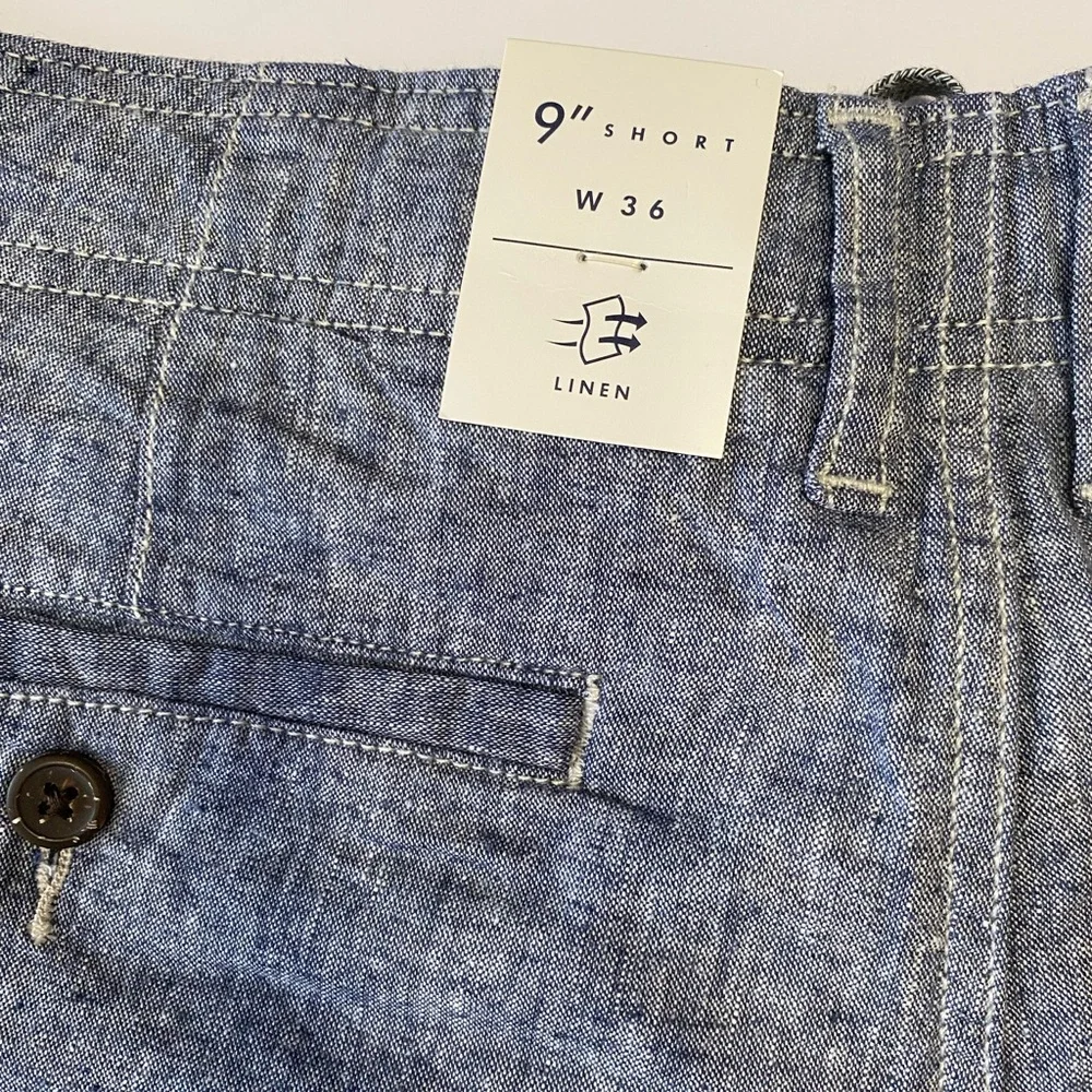 Lucky brand Men's Blue grey chambray linen cotton Shorts short 9” size 36